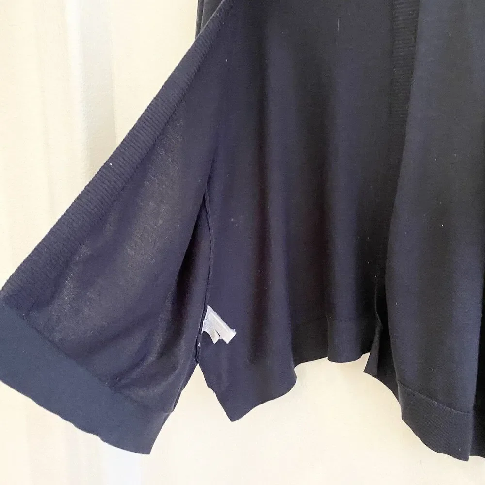 Loft Womens Black‎ Wool Blend Long Sleeve Open Front Cardigan Sweater Size L